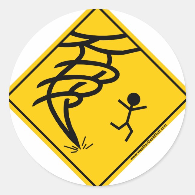 Tornado Warning Sign Classic Round Sticker (Front)