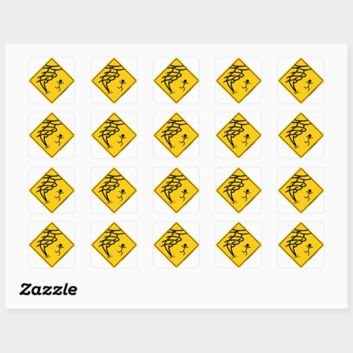 Tornado Warning Sign Square Sticker Zazzle 5130