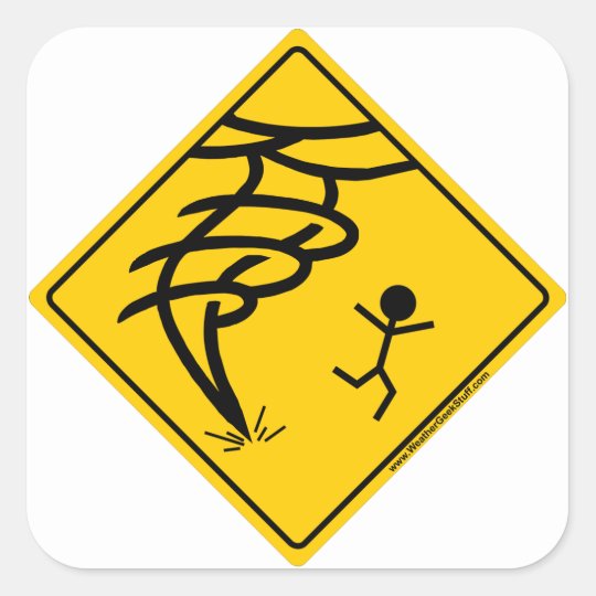 Tornado Warning Sign Square Sticker | Zazzle.com