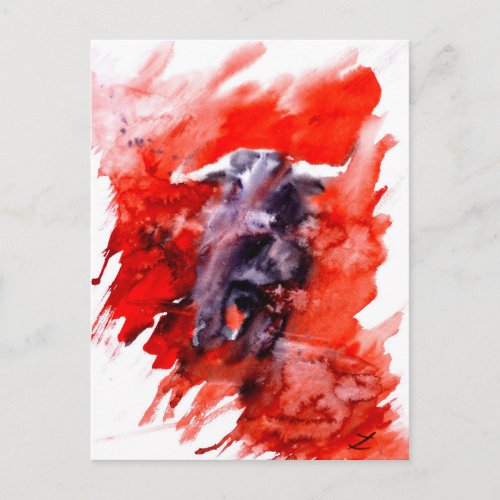 Toro Spanish Fighting Bull Watercolor Postcard