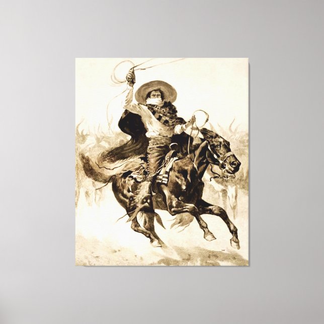 “Toro Toro” A Vaquero Roping a Steer Canvas Print (Front)