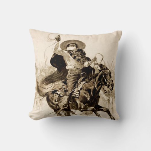 Toro Toro A Vaquero Roping a Steer Throw Pillow