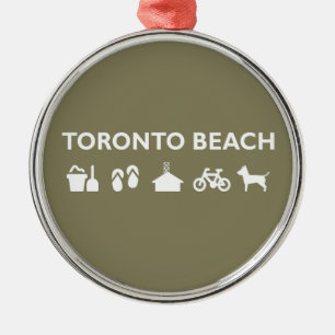 Toronto Beach Icons Monotone Dark Metal Ornament