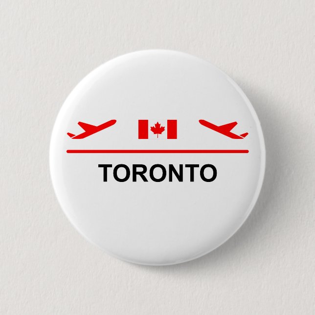 Toronto Canada Airport Plane Light-Color Button (Front)