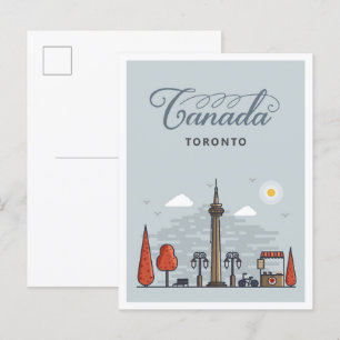 Toronto Canada Art Vintage Travel Illustration Postcard