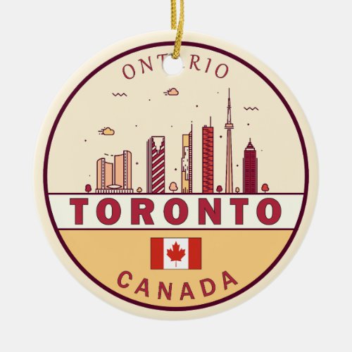 Toronto Canada City Skyline Emblem Ceramic Ornament