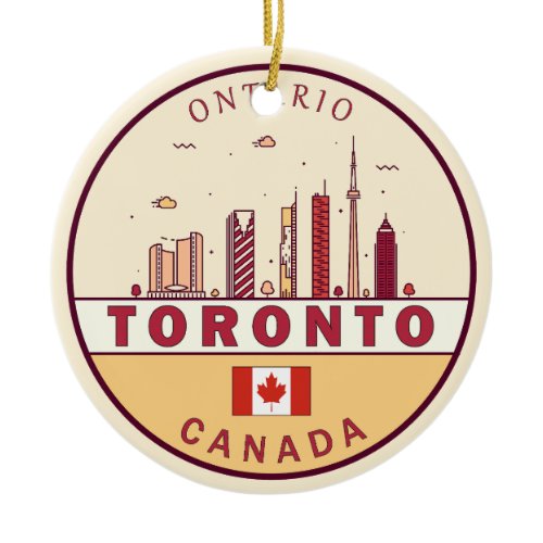Toronto Canada City Skyline Emblem Ceramic Ornament