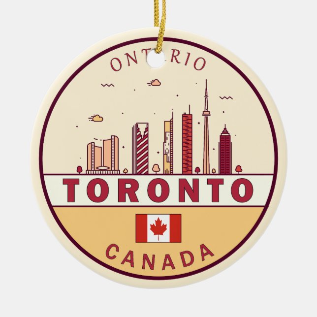 Toronto Canada City Skyline Emblem Ceramic Ornament (Front)