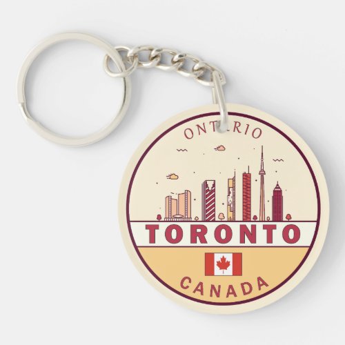 Toronto Canada City Skyline Emblem Keychain