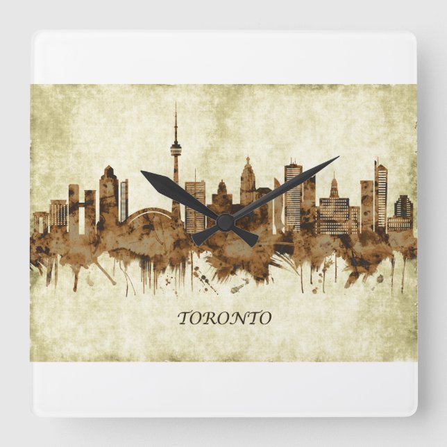 Toronto Canada Cityscape Square Wall Clock (Front)