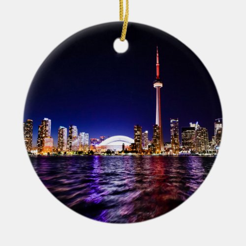 Toronto Canada Night Skyline Ceramic Ornament