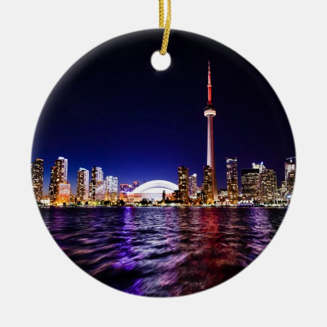 Toronto, Canada Night Skyline Ceramic Ornament (Front)