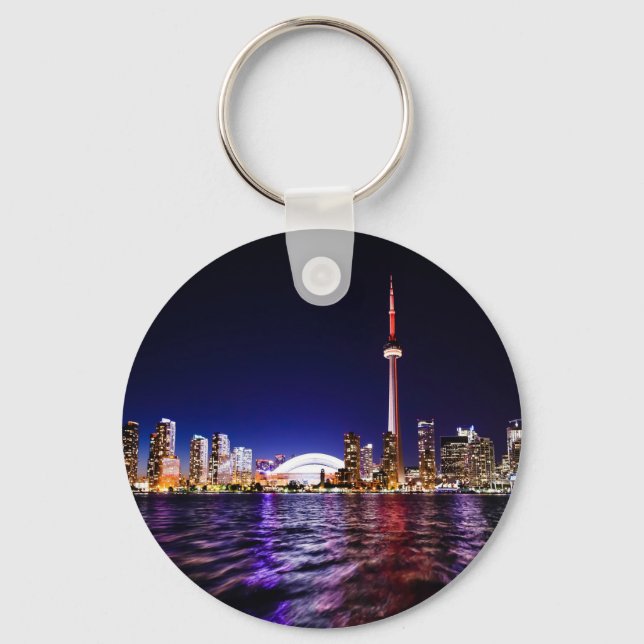 Toronto, Canada Night Skyline Keychain (Front)