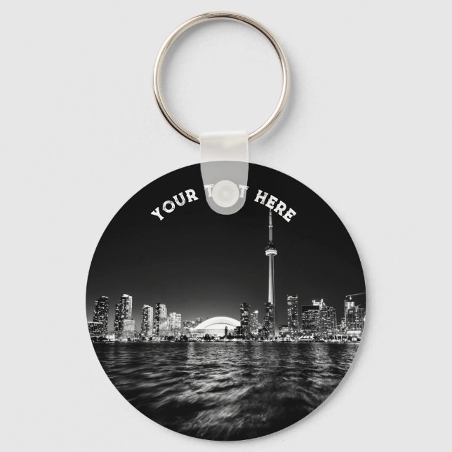 Toronto Canada Ontario Black White Vintage Keychain (Front)