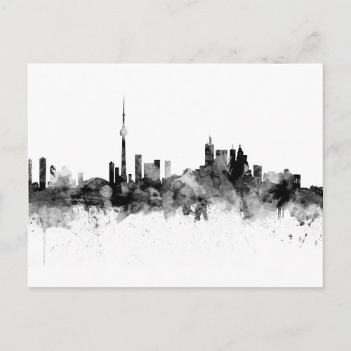 Toronto Canada Skyline Black White Postcard