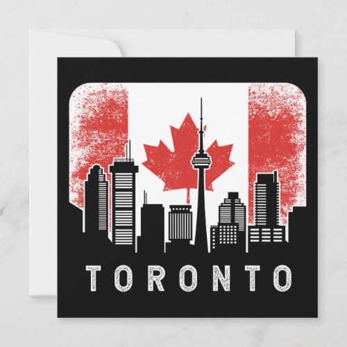 Toronto Canada Skyline Vintage Flag Card