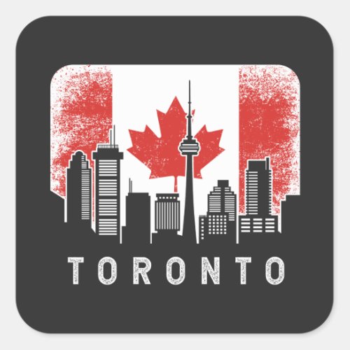 Toronto Canada Skyline Vintage Flag Square Sticker