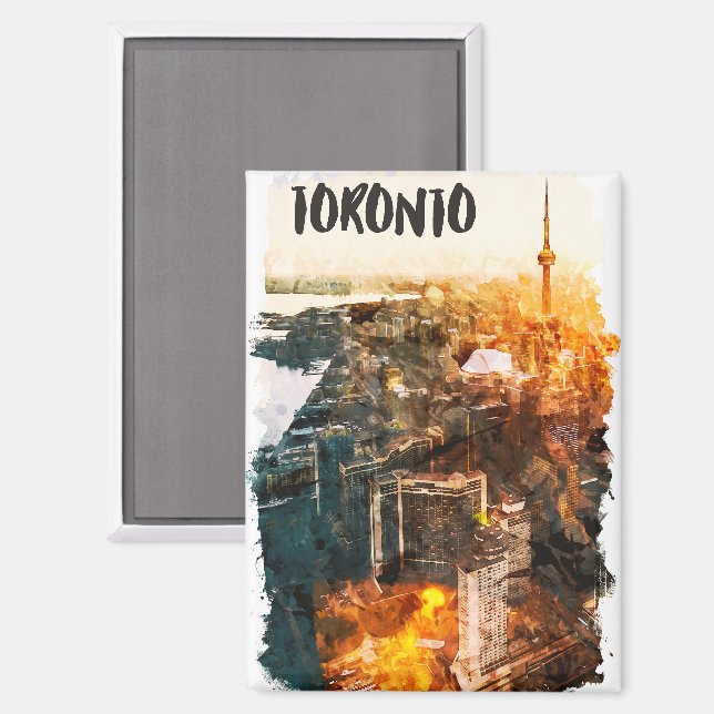 Toronto Canada Sunset Skyline Silhouette Magnet (Front/Back)
