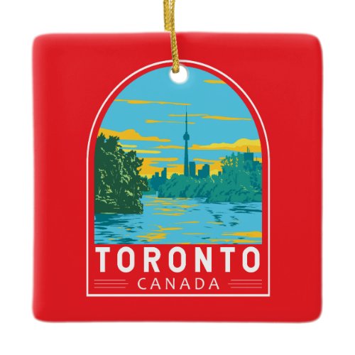 Toronto Canada Travel Art Vintage Ceramic Ornament