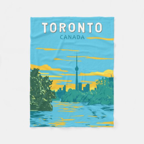 Toronto Canada Travel Art Vintage Fleece Blanket