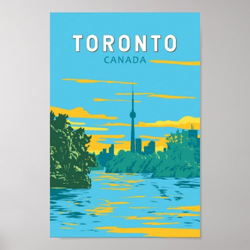 Toronto Canada Travel Art Vintage Poster