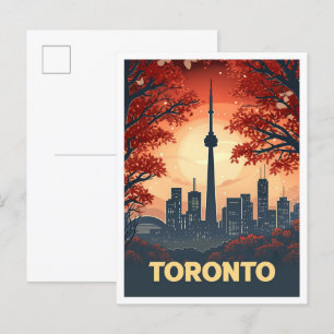 Toronto Canada Vintage Art Travel Illustration Postcard