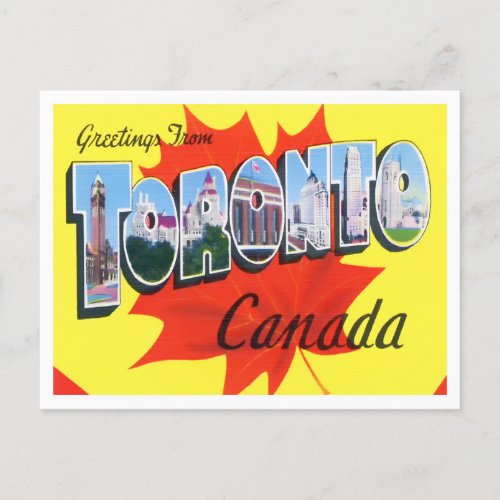 Toronto Canada Vintage Big Letters Postcard