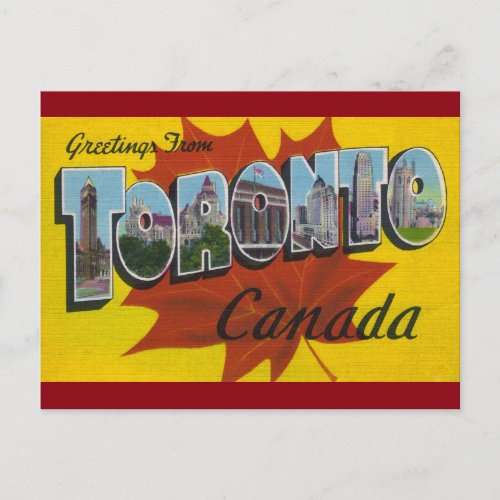 TORONTO CANADA _ Vintage Travel Art Postcard