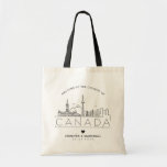 Toronto, Canada Wedding | Stylized Skyline Tote Ba<br><div class="desc">A unique wedding tote bag for a wedding taking place in the land of Canada.  This tote features a stylized illustration of the country'ss unique skyline with its name underneath.  This is followed by your wedding day information in a matching open-lined style.</div>