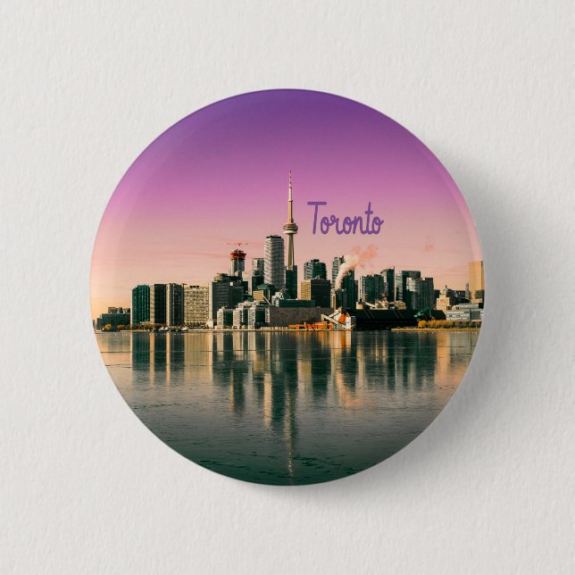 Toronto Capital of Ontario Canada City Skyline Button (Front)
