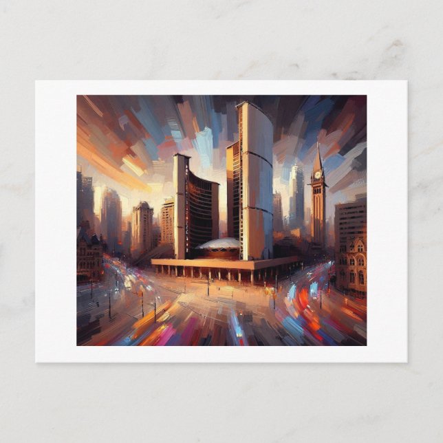 Toronto City Hall at Night,  Postcard (Front)