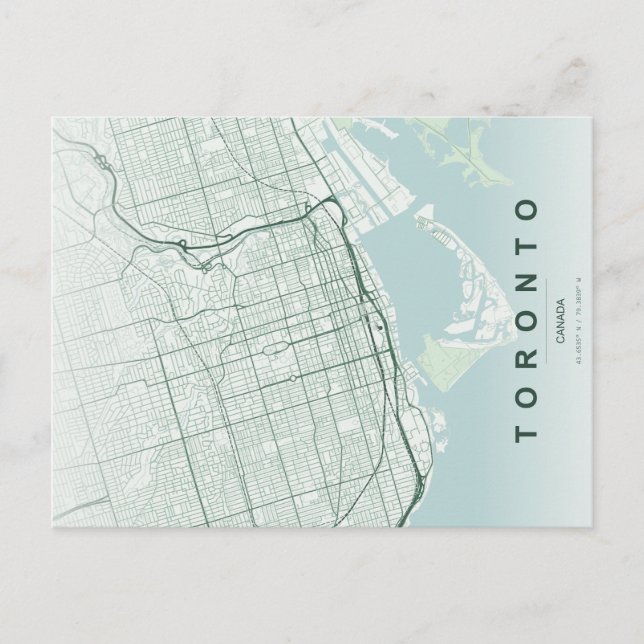 Toronto City Map Minimal Postcard (Front)