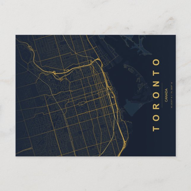 Toronto City Map Minimal Postcard (Front)