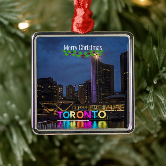 Toronto Colorful Skyline Metal Ornament (Tree)