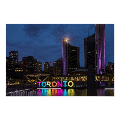 Toronto Colorful Skyline Poster