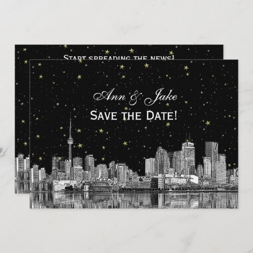 Toronto Etch Starry DIY BG Color Save the Date Blk Invitation