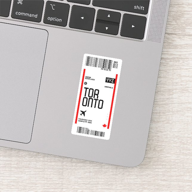 Toronto Flight Ticket Boarding Pass Travel Canada  Sticker (Detail)