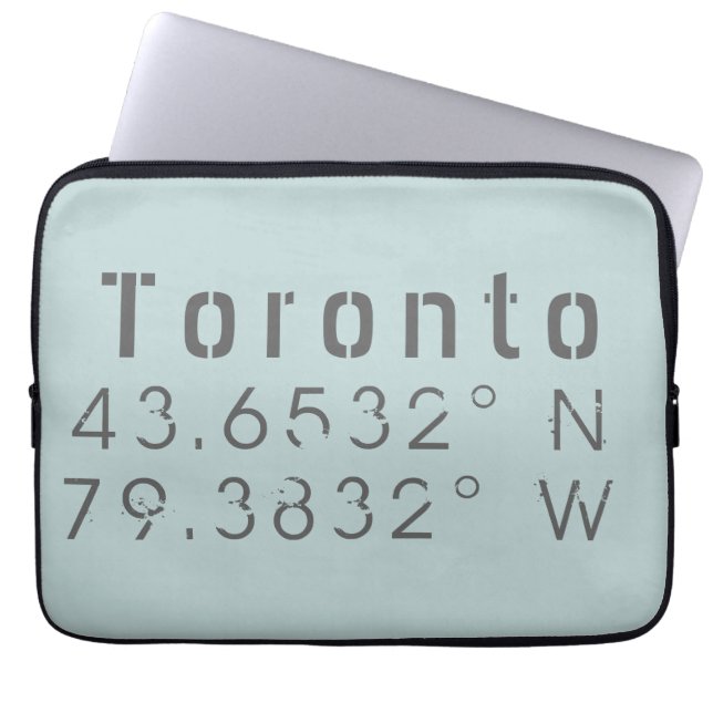 Toronto Latitude Longitude Laptop Sleeve (Front)