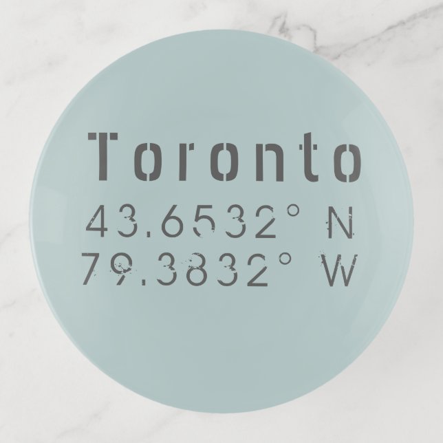 Toronto Latitude Longitude Trinket Tray (Front)