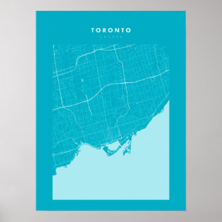 Toronto Light Blue City Map Poster