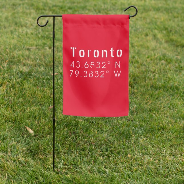 Toronto Longitude Latitude  Garden Flag (In SItu)