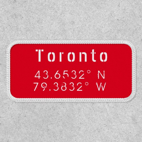 Toronto Longitude Latitude Iron On Patch