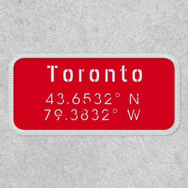 Toronto Longitude Latitude Iron On Patch (Front)