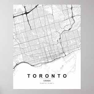 Toronto Minimalist Map (Black & White) Poster
