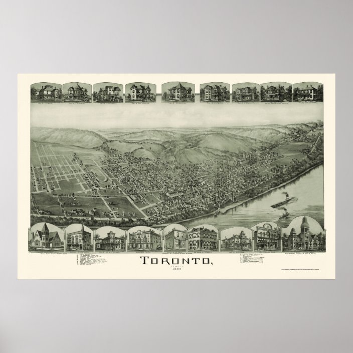 Toronto, OH Panoramic Map 1889 Poster