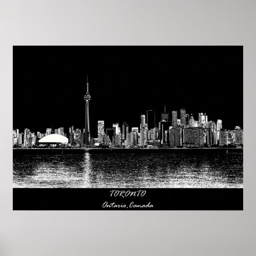 Toronto Ontario Canada Black Skyline Photo 188 Poster