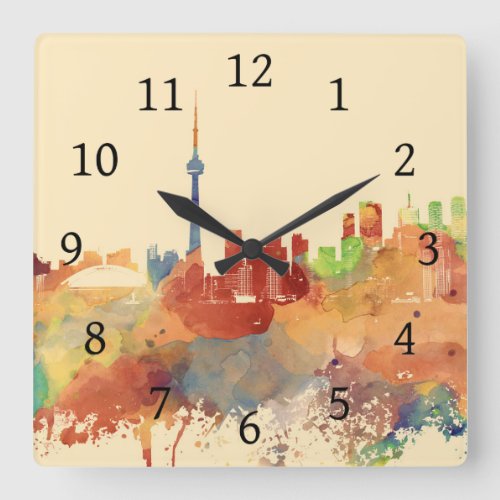 Toronto Ontario Canada Orange Skyline Design 248 Square Wall Clock