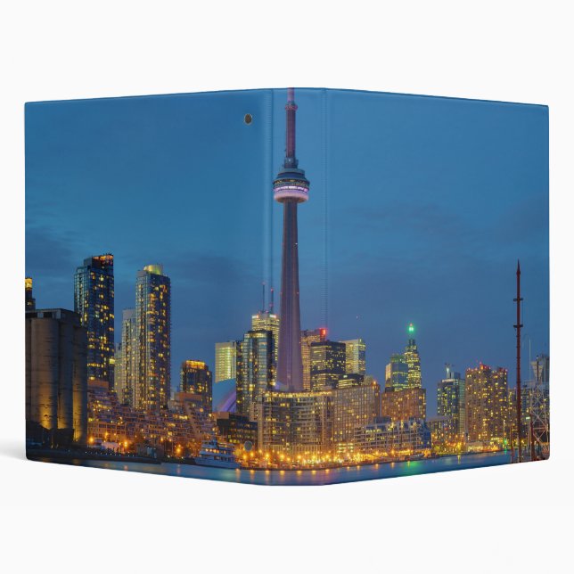 Toronto Ontario Canada Skyline At Night 3 Ring Binder (Background)