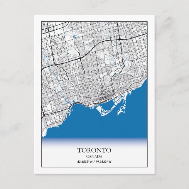 Toronto Ontario Canada Travel City Map Postcard (Front)