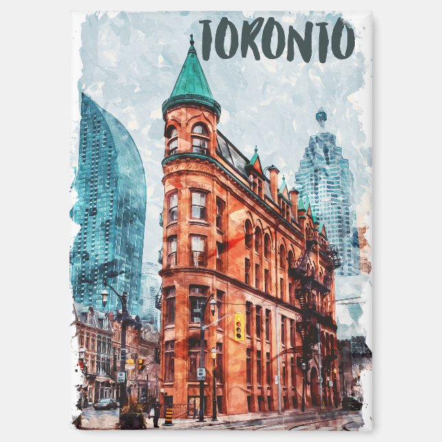 Toronto Ontario Canada Travel Watercolor Magnet (Front)